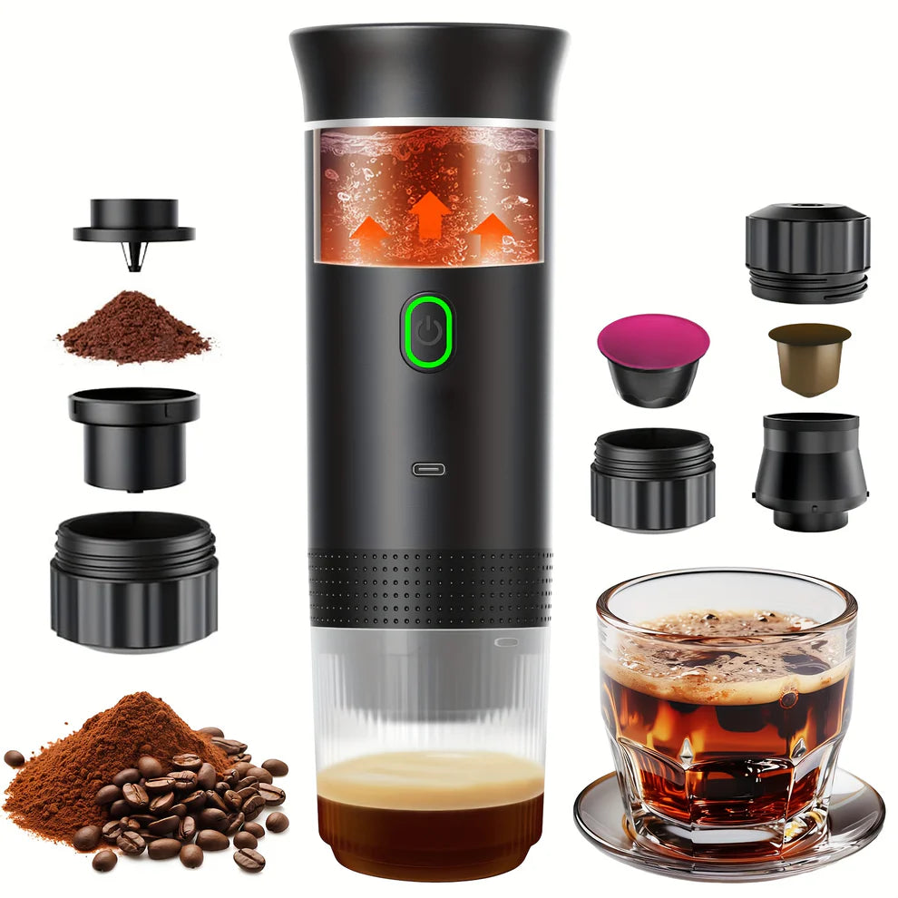 Cafetera Portátil 3 en 1 | Espresso en Cápsulas y Café Molido - Coffi™