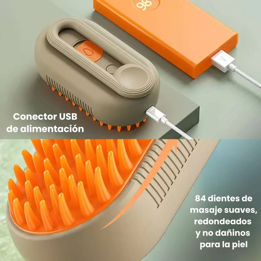 VapoPet™ - Cepillo a Vapor 4 en 1 Para Mascotas + Mini Aspirador Portátil GRATIS