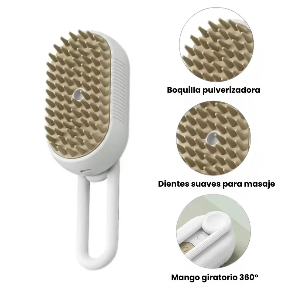 VapoPet™ - Cepillo a Vapor 4 en 1 Para Mascotas + Mini Aspirador Portátil GRATIS