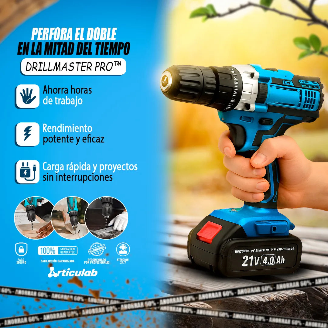 Taladro Eléctrico Inalámbrico con Doble Batería – DrillMaster Pro™