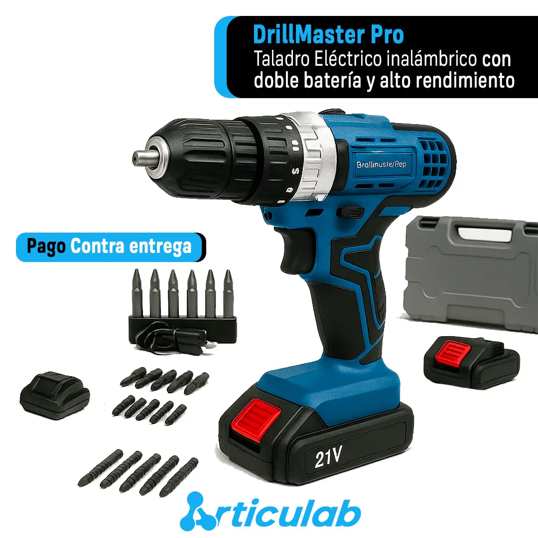 Taladro Eléctrico Inalámbrico con Doble Batería – DrillMaster Pro™