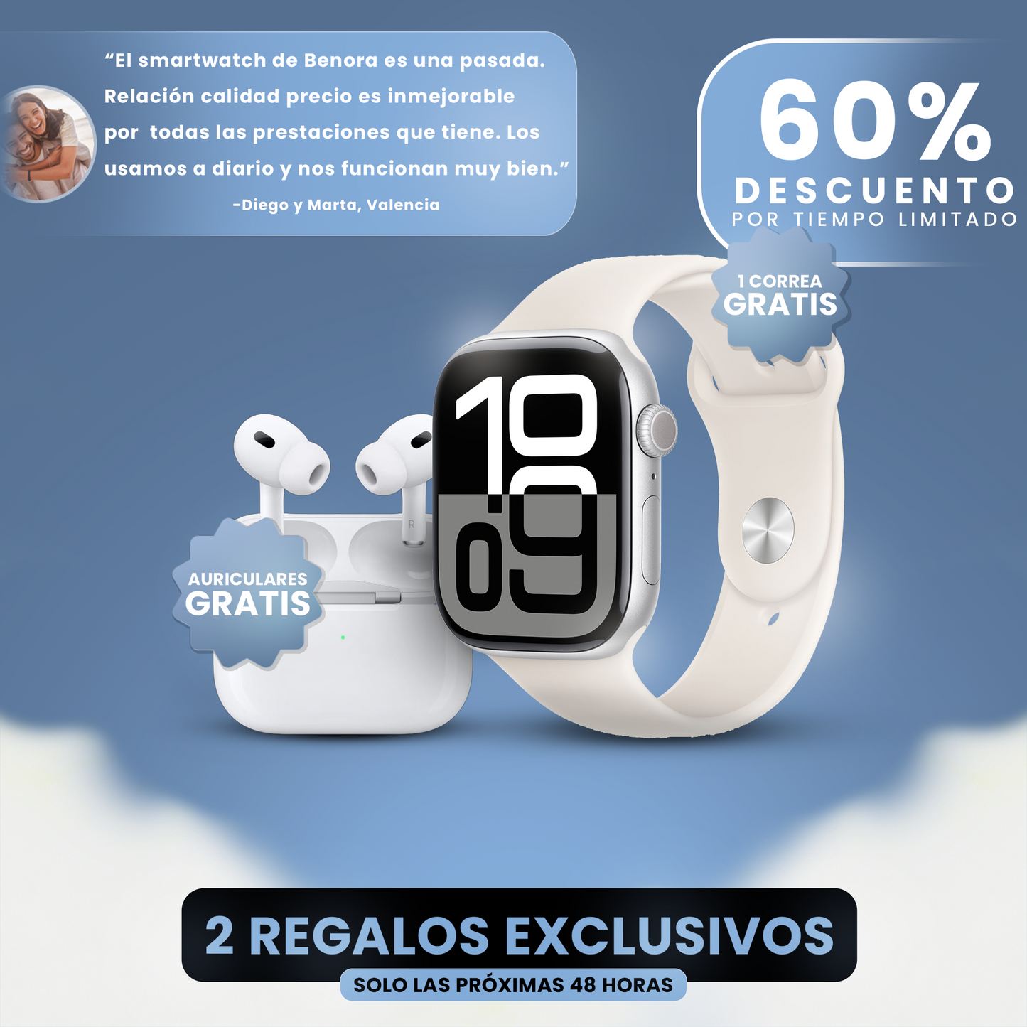 Smartwatch Series 10 + 1 Correa y Airpods PRO 2ª Generación (GRATIS)