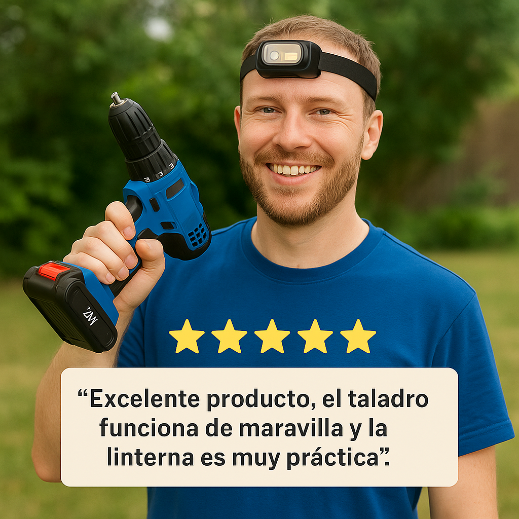 Taladro Percutor + Linterna Frontal LED GRATIS [Nueva Promoción 2025]