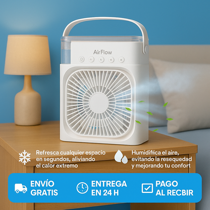 AirFlow™ - Mini Ventilador Humidificador + Aceites Esenciales Gratis