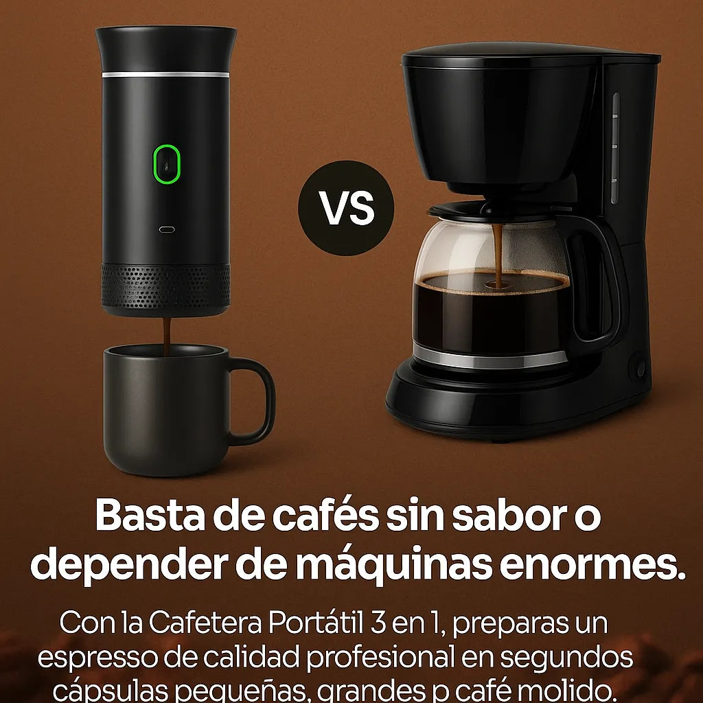Cafetera Portátil 3 en 1 | Espresso en Cápsulas y Café Molido - Coffi™