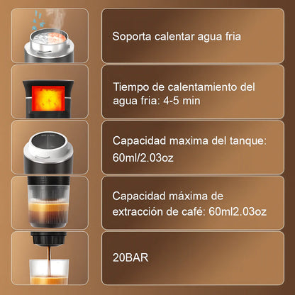 Cafetera Portátil 3 en 1 | Espresso en Cápsulas y Café Molido - Coffi™