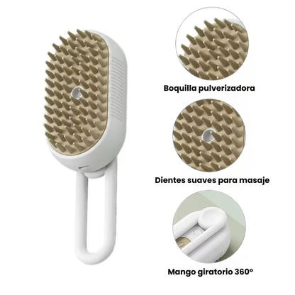 VapoPet™ - Cepillo a Vapor 4 en 1 Para Mascotas + Mini Aspirador Portátil GRATIS