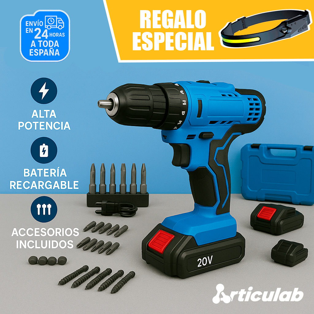 Taladro Percutor + Linterna Frontal LED GRATIS [Nueva Promoción 2025]