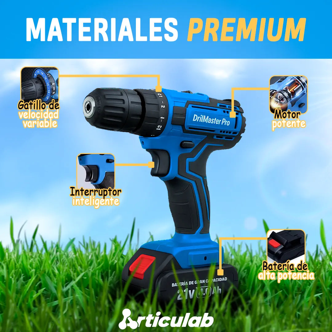 Taladro Eléctrico Inalámbrico con Doble Batería – DrillMaster Pro™