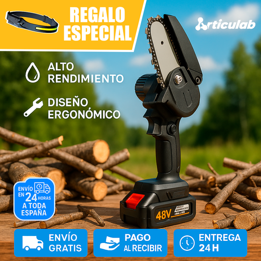 Mini Motosierra Eléctrica + Linterna Frontal LED GRATIS
